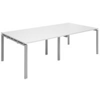 Dams International Rectangular Boardroom Table with White MFC & Aluminium Top and Silver Frame EBT2412-S-WH 2400 x 1200 x 725 mm