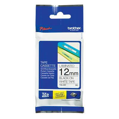 Brother P-touch Labelling Tape Authentic TZe-231 Adhesive Black on White 12 mm x 8 m