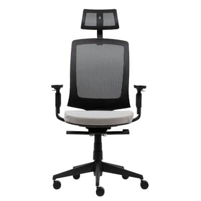 Realspace Synchro Tilt Ergonomic Office Chair with 3D Armrest and Adjustable Seat Mesh Karl Ergo Black, Grey