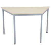 Niceday Trapezoidal Table with Maple Coloured MFC & Aluminium Top and Silver Frame 1200 x 600 x 750 mm