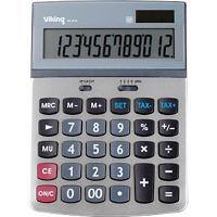 Viking Desktop Calculator 12 Digit Display Silver Battery, Solar AT-814