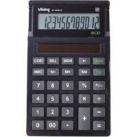 Viking Desktop Calculator 12 Digit Display Black Solar AT-830 ECO