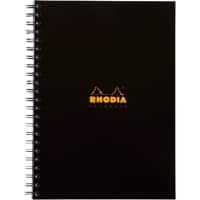 Rhodia Notebook 119232C A4 Ruled Spiral Bound Cardboard Hardback Black Perforated 160 Pages 80 Sheets
