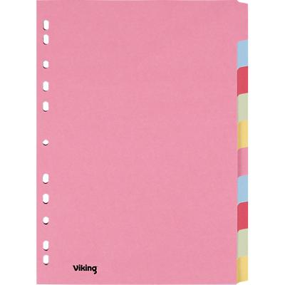 Viking Blank Dividers A4 Assorted Multicolour 10 Part Cardboard Rectangular 11 Holes
