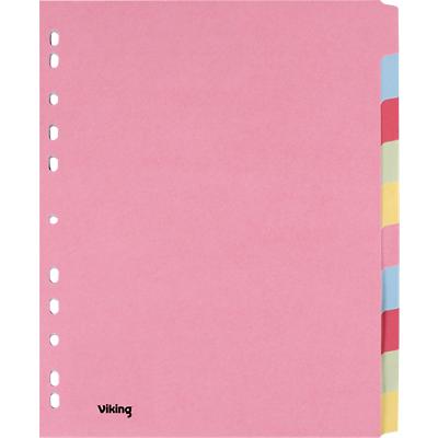 Viking Blank Dividers A4+ Assorted Multicolour 10 Part Cardboard Rectangular 11 Holes