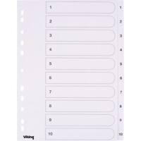Viking Indices A4 White 10 Part Perforated Manila 1 to 10