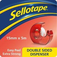 Sellotape Double Sided Tape White and Dispenser 15mm x 5m