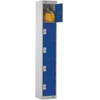 LINK51 Standard Mild Steel Locker with 5 Doors Standard Deadlock Lockable with Key 300 x 450 x 1800 mm Grey & Blue