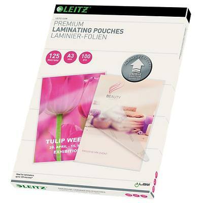 Leitz iLAM Premium Laminating Pouches A3 Glossy 125 microns (2 x 125) Transparent Pack of 100