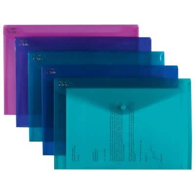 Snopake Polyfile Document Wallet 10088 Foolscap PP (Polypropylene) 35.5 (W) x 24 (H) cm Assorted Pack of 5
