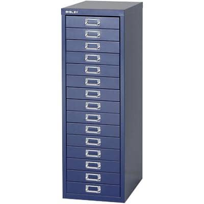 Bisley Steel Multi Drawer Cabinet 15 Drawers Blue 279 x 380 x 860 mm Blue