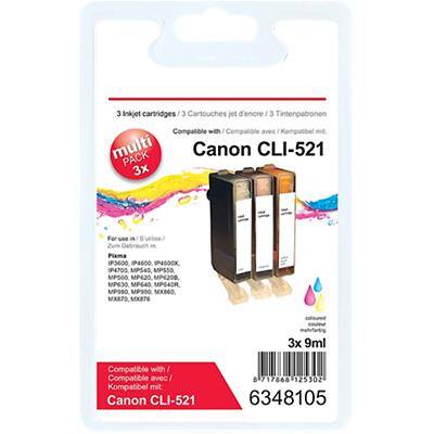 Viking CLI-521C/M/Y Compatible Canon Ink Cartridge Cyan, Magenta, Yellow Pack of 3 Multipack
