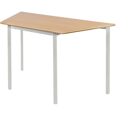 Proform Trapezoidal Fully Welded Table with Beech Coloured MFC Top and Grey Frame Crushbend 1100 x 550 x 590mm Pack of 4