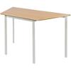 Proform Trapezoidal Fully Welded Table with Beech Coloured MFC Top and Grey Frame Crushbend 1100 x 550 x 710mm Pack of 4