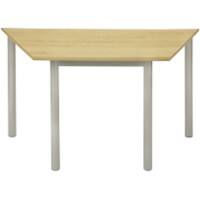 Proform Trapezoidal Table with Beech Coloured MFC Top and Silver Frame 1200 x 600 x 640mm Pack of 4