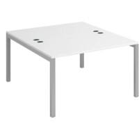 Dams International Rectangular Starter Unit Back to Back Desk with White Melamine Top and Silver Frame 4 Legs Connex 1200 x 1600 x 725mm
