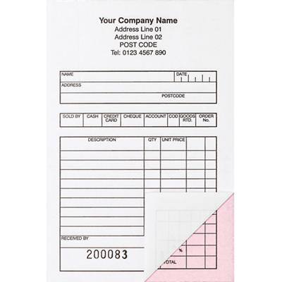 Personalised Sales Book 3 Part 98 x 152 mm Pack of 50