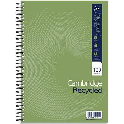 Cambridge Notebook A4 Ruled Spiral Bound Cardboard Hardback Green Perforated 100 Pages 50 Sheets Pack of 5