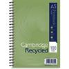 Cambridge Notebook A5 Ruled Spiral Bound Cardboard Hardback Green Perforated 100 Pages 50 Sheets Pack of 5