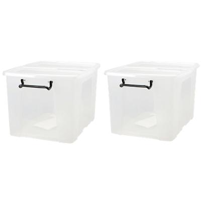 Strata Storage Box 40 L Transparent Plastic 39.5 x 50 x 32 cm Pack of 2