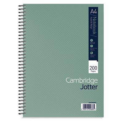 Cambridge Notebook Jotter A4 Ruled Spiral Bound Cardboard Hardback Green Perforated 200 Pages 100 Sheets