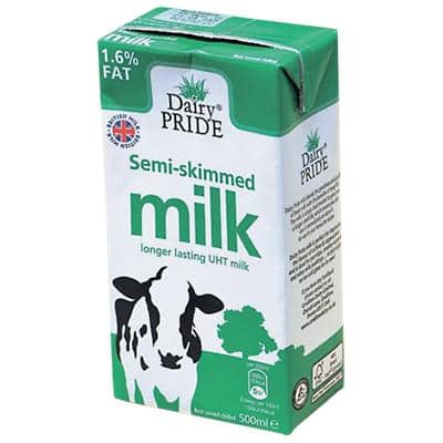Dairy PRIDE Semi-Skimmed Milk 1.6 % 500 ml Pack of 12