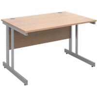 Dams International Momento Non Height Adjustable Straight Desk Rectangular Beech MFC (Melamine Faced Chipboard) Silver Cantilever 1,200 x 800 x 725 mm