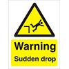 Warning Sign Sudden Drop Vinyl 20 x 15 cm