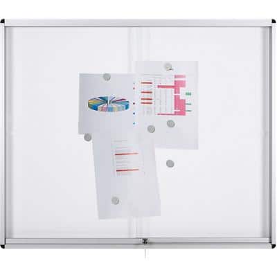 Bi-Office Exhibit Indoor Lockable Notice Board Magnetic 12 x A4 Wall Mounted 96.7 (W) x 92.6 (H) cm White