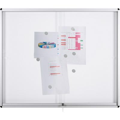 Bi-Office Exhibit Indoor Lockable Notice Board Magnetic 15 x A4 Wall Mounted 114.6 (W) x 96.7 (H) cm White