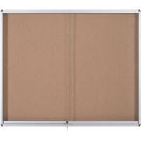 Bi-Office Exhibit Indoor Lockable Notice Board Non Magnetic 12 x A4 Wall Mounted 96.7 (W) x 92.6 (H) cm Brown