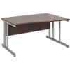 Freeform Right Hand Design Wave Desk with Walnut MFC Top and Silver Frame Adjustable Legs Momento 1400 x 990 x 725 mm
