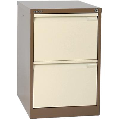 Bisley Steel Filing Cabinet with 2 Lockable Drawers 470 x 622 x 711 mm Brown, Cream