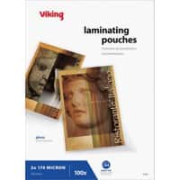 Viking Laminating Pouch A4 Glossy 175 microns (2 x 175) Transparent Pack of 100