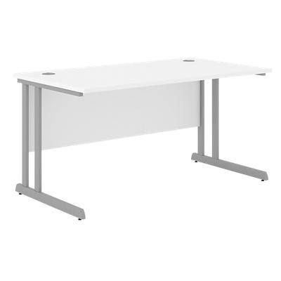 Rectangular Straight Desk with White MFC Top and Silver Frame Optima C 1200 x 800 x 720mm