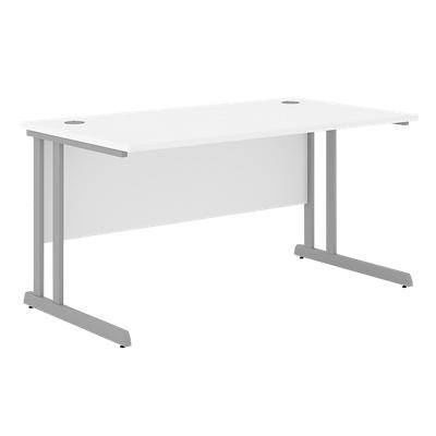 Rectangular Straight Desk with White MFC Top and Silver Frame Optima C 1600 x 800 x 720mm
