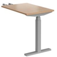 Elev8² Sit Stand Return Desk with Beech Coloured Melamine Top and Silver Frame 1 Leg Touch 1600 x 800 x 675 - 1300 mm