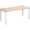 Rectangular Straight Single Desk with Beech Coloured Melamine & Steel Top and White Frame 4 Legs Connex 1600 x 800 x 725 mm