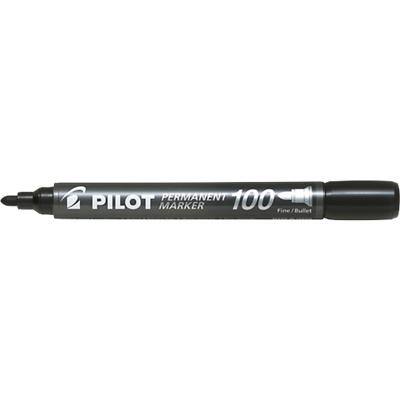 Pilot 100 Permanent Marker Fine Bullet 1 mm Black Non Refillable Pack of 12
