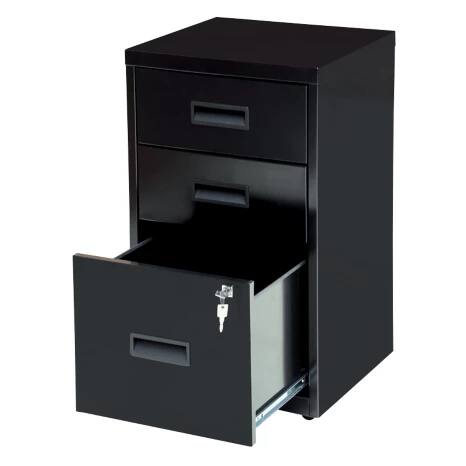 Realspace Pedestal with 3 Lockable Drawers Metal 400 x 400 x 660mm Black Viking Direct UK