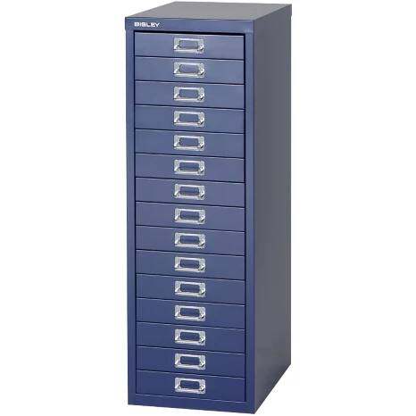 Bisley Steel Multi Drawer Cabinet 15 Drawers Blue 279 x 380 x 860 mm Blue Viking Direct UK