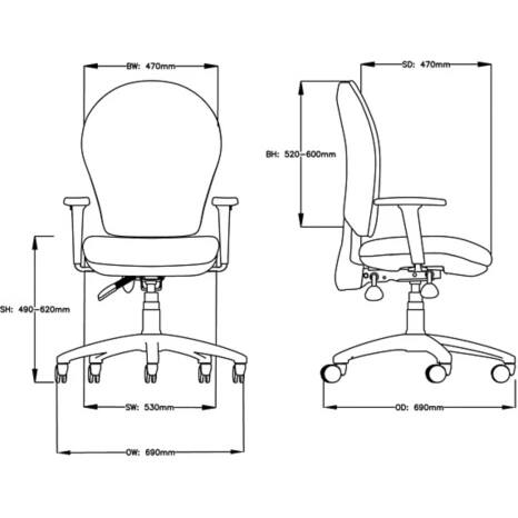 Energi-24 Office Chair Basic Tilt Fabric Height-Adjustable Armrest
