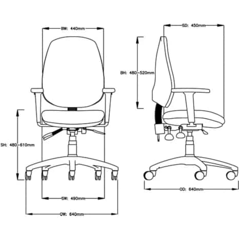 Energi-24 Office Chair Synchro Tilt Fabric Height-Adjustable