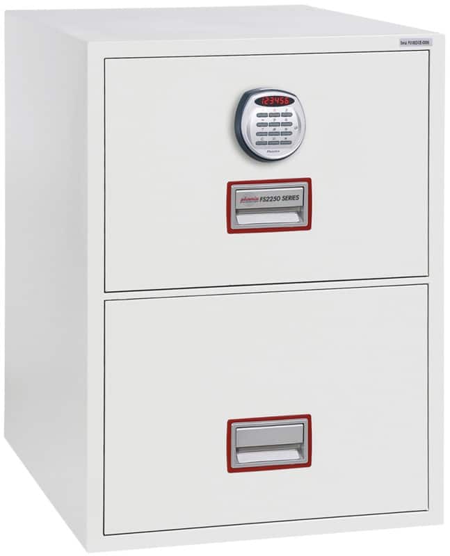Phoenix World Class Vertical Fire File Filing Cabinet Electronic lock 49 L FS2252E White