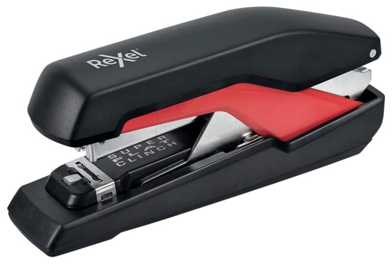 Rexel Supreme Omnipress Heavy Duty Flat Clinch Stapler SO60 2115680 Low Force Full Strip Black, Red 60 Sheets Omnipress 60 Metal, Plastic