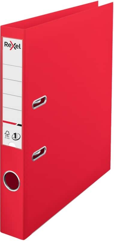 Rexel No.1 Choices Narrow Lever Arch File A4 52 mm Red 2 Rings 2115508 Polypropylene Smooth Portrait