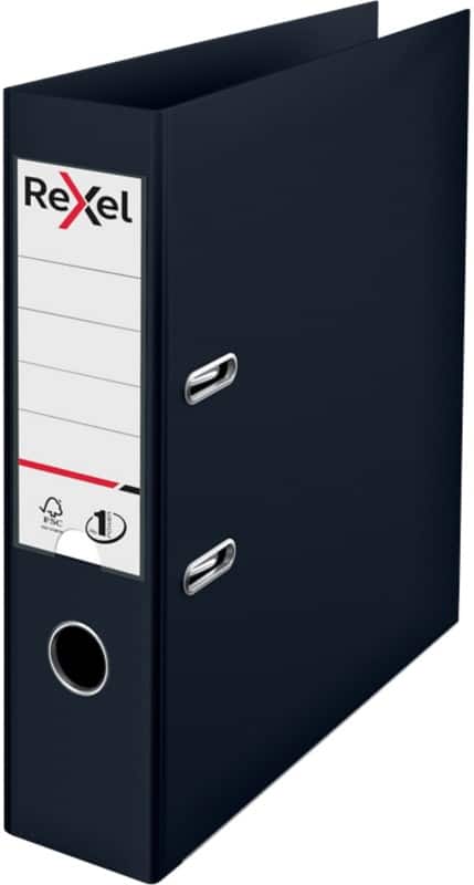 Rexel No.1 Choices Wide Lever Arch File A4 72 mm Black 2 Rings 2115501 Polypropylene Smooth Portrait