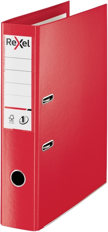 Rexel No.1 Choices Wide Lever Arch File A4, Foolscap 72 mm Red 2 Rings 2115513 Polypropylene Smooth Portrait