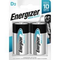 Energizer D Alkaline Batteries Max Plus LR20 1.5V Pack of 2