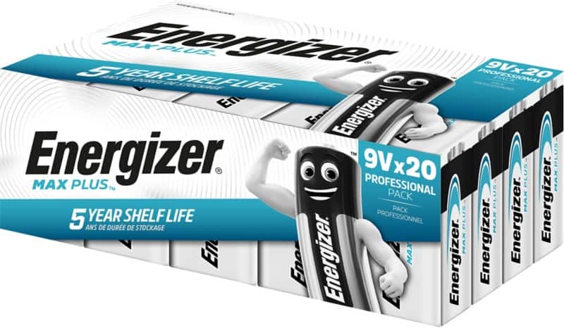 Energizer 9V Alkaline Batteries Max Plus 6LR61 Pack of 20
